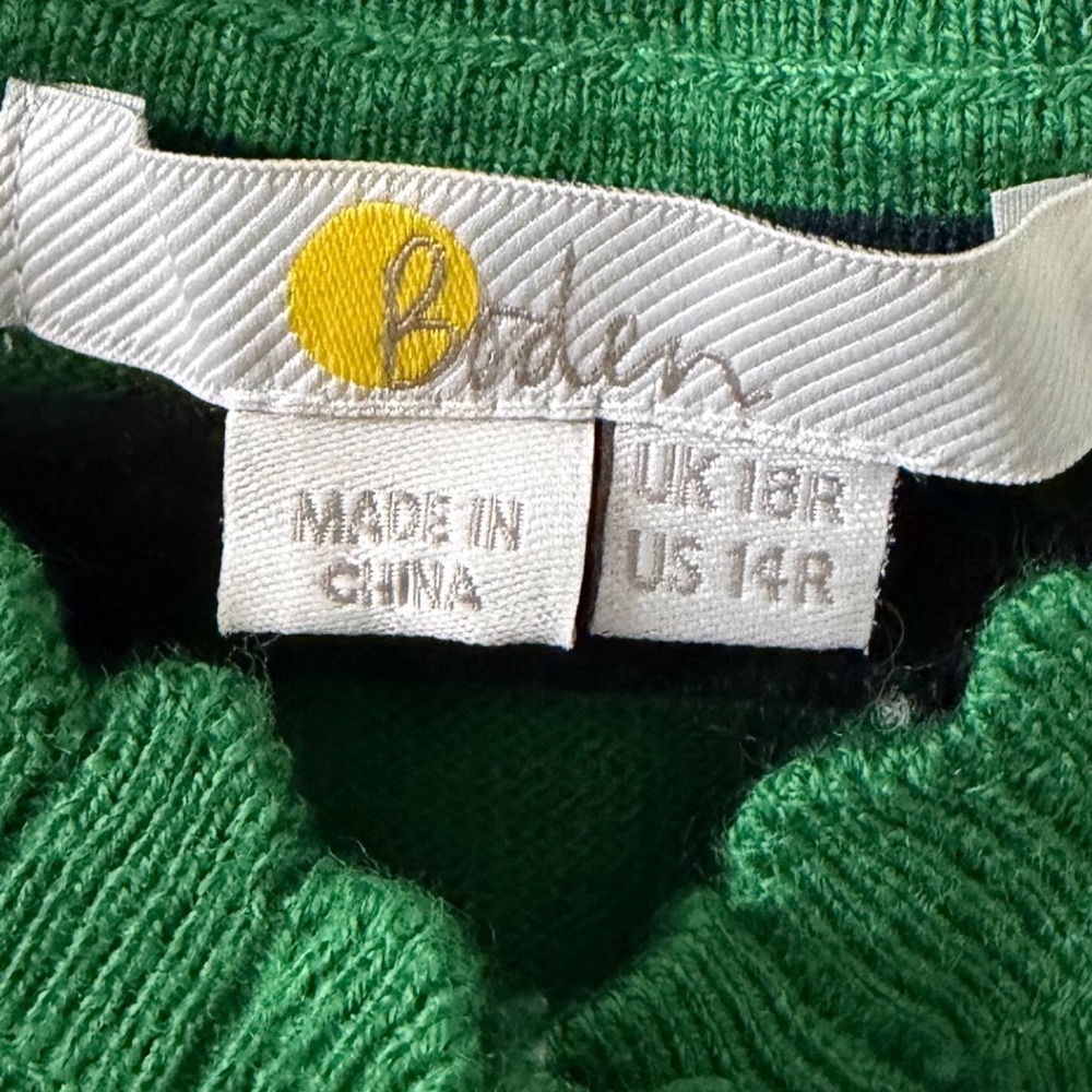 Boden US 12 Green Cotton Wool Blend Scalloped Collar Midi Sweater Dress - Picture 4 of 5